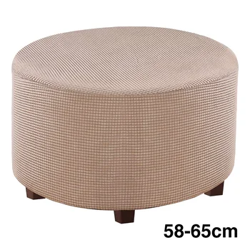 

Footstool Protector Cover Dustproof With Elastic Bottom Home Jacquard Modern Solid Living Room Round Ottoman Slipcover Removable