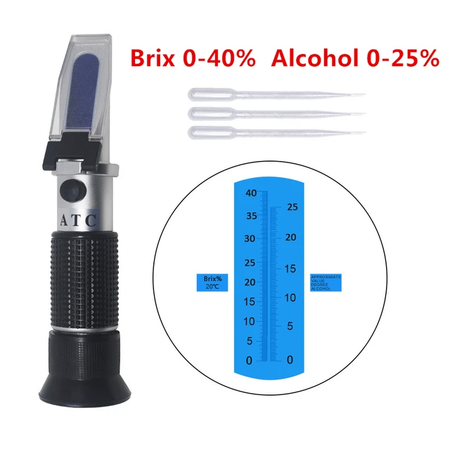 Handheld Alkohol Refractometer 0-40% Brix 0-25% Alcoholometer Gula