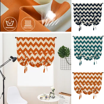 

Nordic Geometric Blackout Curtain Rome Curtain Tie Up Curtains Rod Pocket Short Curtain Balloon Shades For Window Kitchen