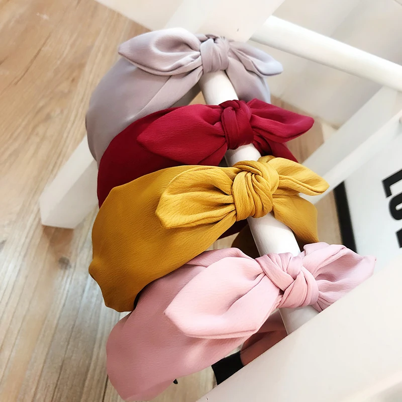 

High-end 1pcs autumn and winter headband sideband with simple Wide side atmospheric bow headband and women's hair accessories