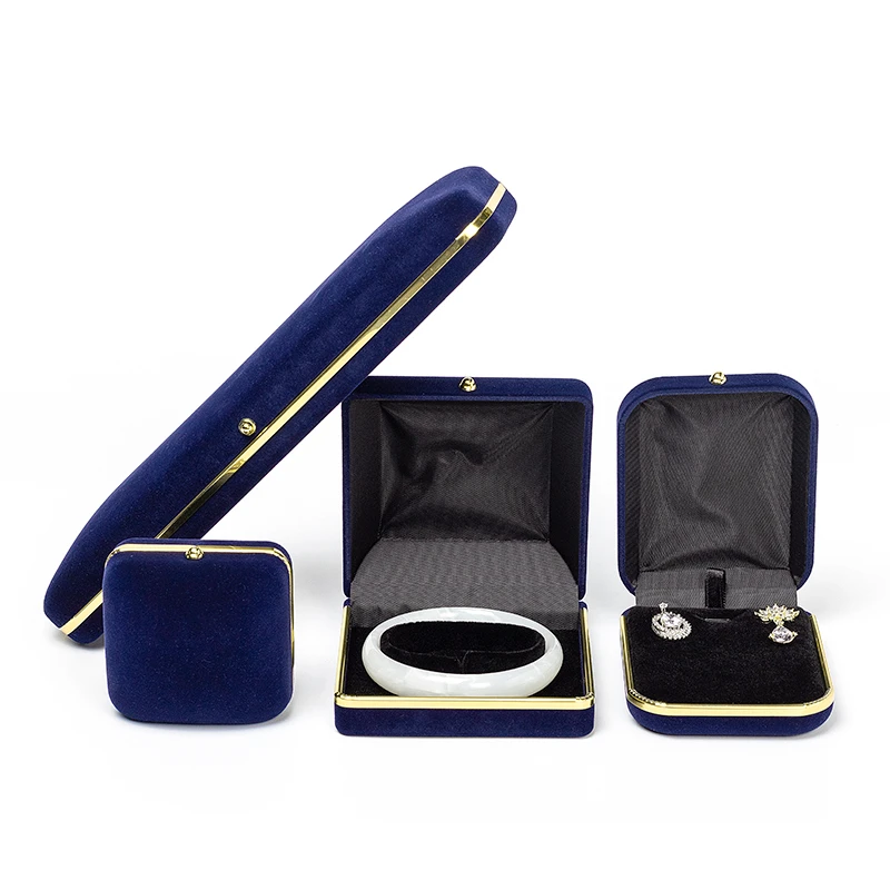 

Velvet Large-capacity Multi-functional Gold-rimmed Jewelry Display Box Ring Bracelet Pendant Long Chain Professional Organizer