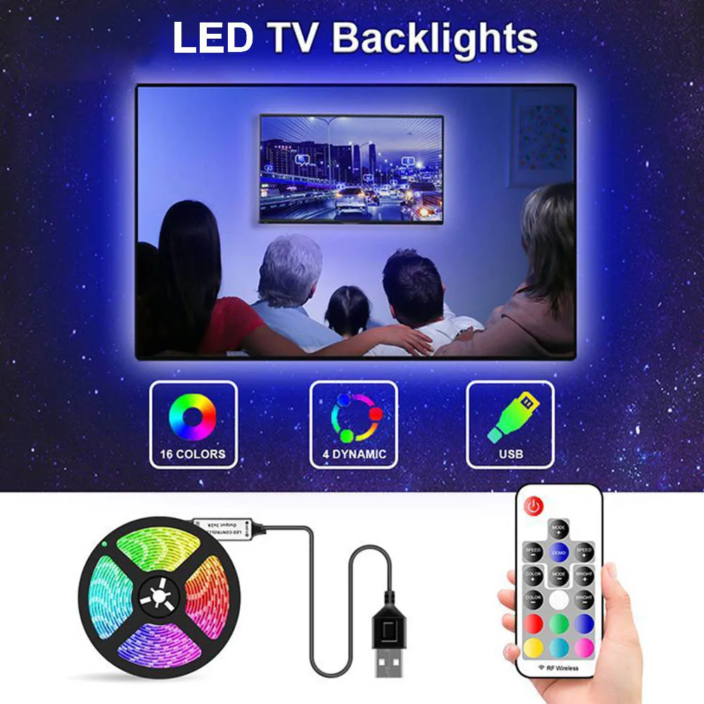 USB Светодиодная лента Bluetooth RGB светодиодный светильник IR 17 клавиш 5050 гибкий DC 5V