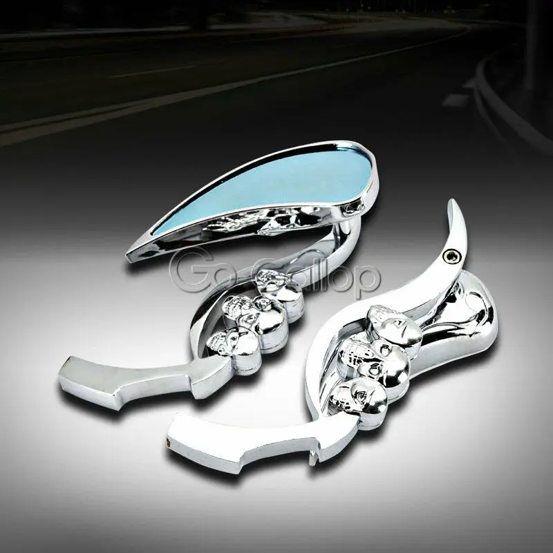 2x Chrome Blade Motorcycle Side Mirrors For Harley Touring Chopper Bobber Custom