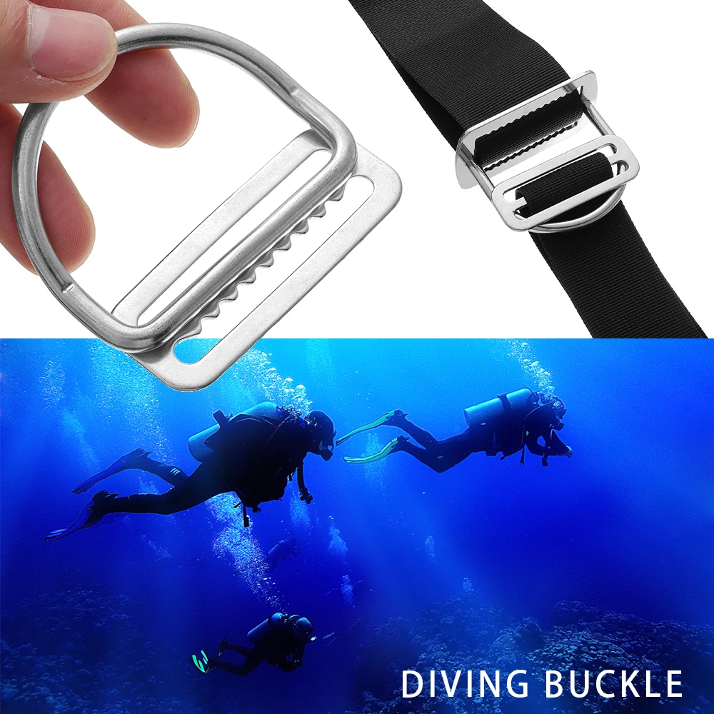 1PC Stainless Steel Scuba/Diving Weight Belt Slide Keeper D-Ring Webbing Harness Belt Retainer Stopper Free Diving BCD Accessory