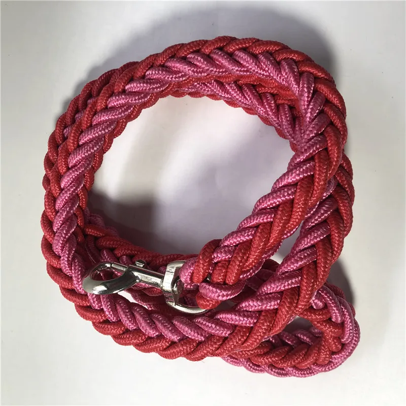 1.2M Length Large Dog Hand-knitted Leash Nylon Rope iron Buckle Pet Traction Rope For Big breed dogs Pet Traction Rope Firm