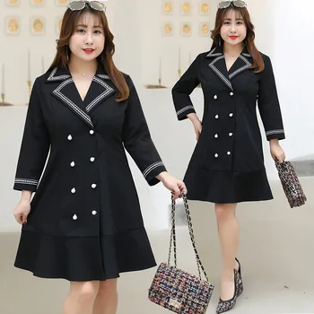 

2020 spring women blazers plus size black coat women clothing fashion Double Breasted Slim long Office Lady Blazer Suits elegant