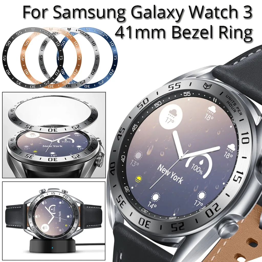 Для Samsung Galaxy Watch 3 41 мм весы часы кольцо клейкая крышка металл высокое качество