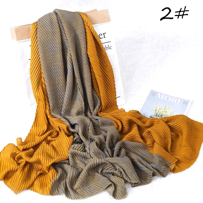 S34 10 шт высокого качества crinkle хиджаб шарф со складками хлопковая вискоза шарф crinkle простой мусульманский повязка для головы хиджаб шарф