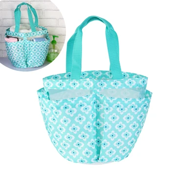 

Bathroom Shower Tote Caddy Bag Flower Printed Portable 420D Oxford Cloth Bath Tote Organizer Pouch