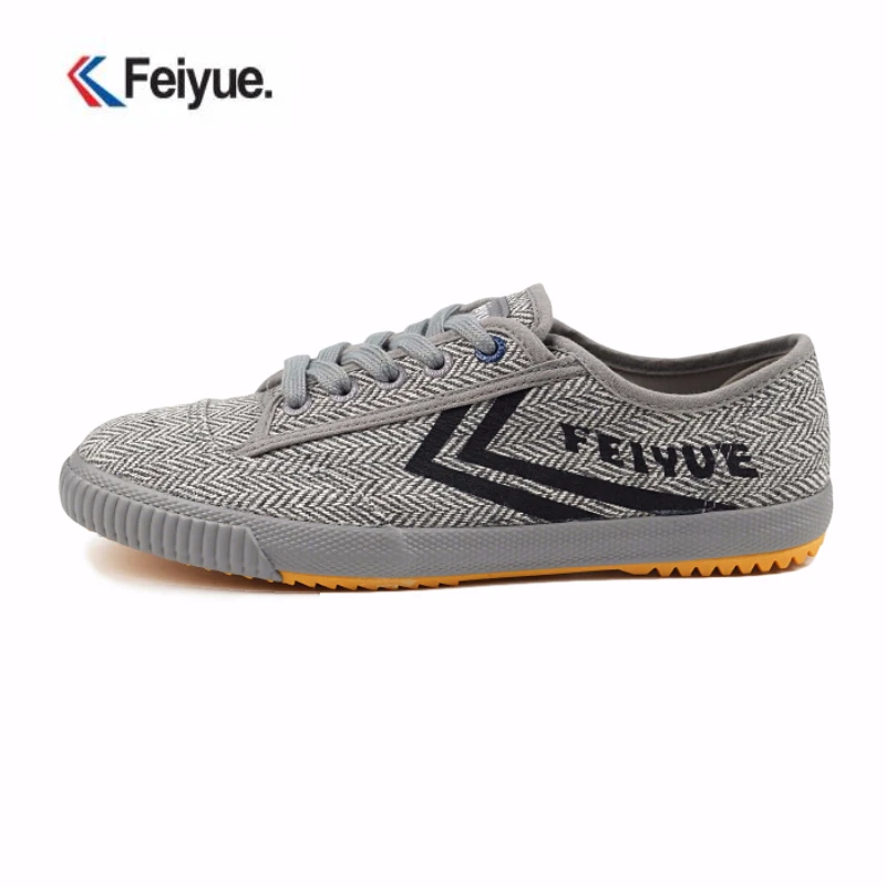 Feiyue/Классическая обувь для боевых искусств; обувь для кунг-фу; удобная парусиновая обувь; мужские кроссовки; мужские теннисные кроссовки; Мужская обувь серого цвета с низким вырезом - Цвет: Gray EUR 36