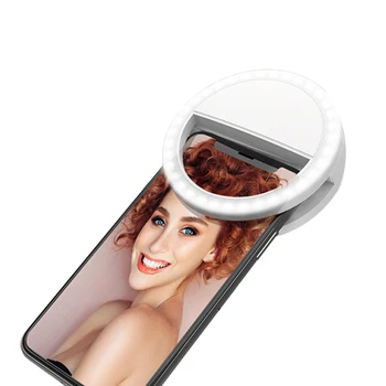 

Selfie Ring Light 3 White Lighting Modes Rechargeable Clip-on 36 LED Mini Ring Lights Selfie Video Chat Photo for Smart Phone