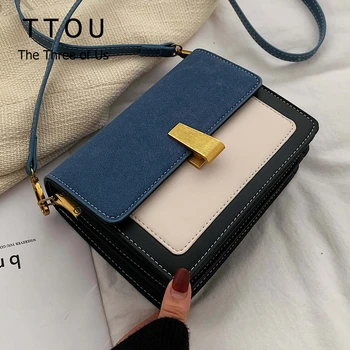 

Vintage Women Crossbody Bag Casual Tote Designer Shoulder Lady Bags Patchwork Color High Street Messenger Bags Female Office Bag