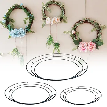 

1pc 12''/14''/16'' Floral Metal Wire Wreath Frame Of Artificial Flower For Christmas Wedding Backdrop Wall Decor