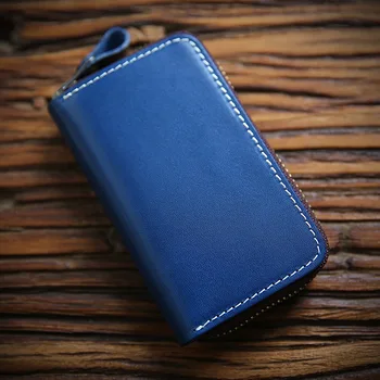 

Genuine Leather Key Wallets Zipper Keys Case Bag Vintage Multi-fonction Men Card Money Key Holder Housekeeper Keychain Cover