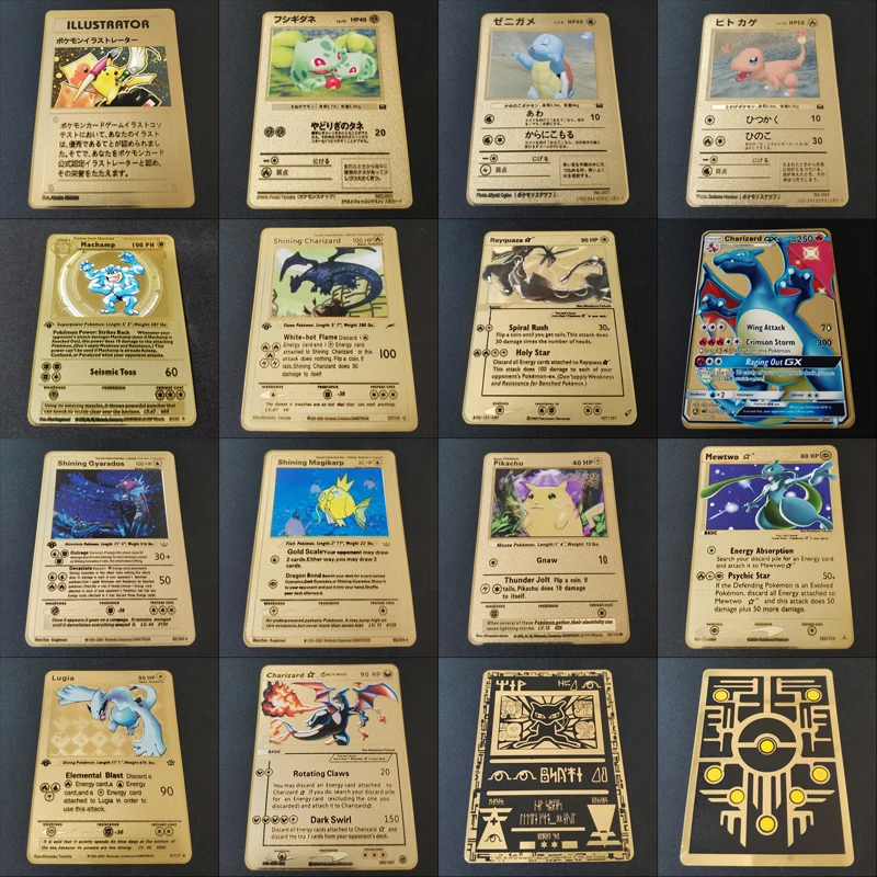 

HOT Game Anime Battle Pokemon Cards Gold Metal GX EX Card Charizard Pikachu Collection Card Action Figure Model Child Toy Gift