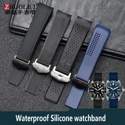 Черная синяя силиконовая резина Ремешок для часов для брендовых часов 20 мм 22 мм Водонепроницаемые мягкие спортивные часы ремешок наручные