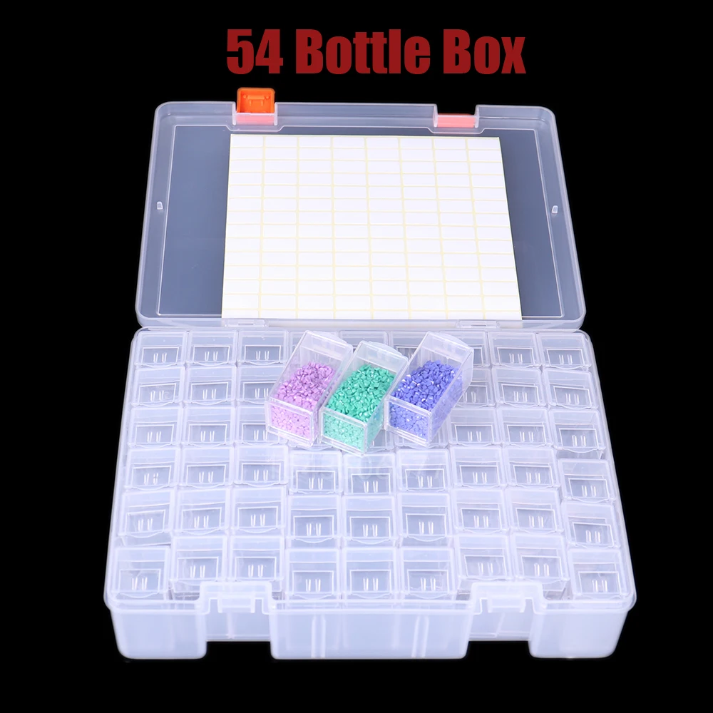 54/108 Bottles Box Square Diamond Painting Accessories Container Tools Crystal Bead Storage jar | Дом и сад