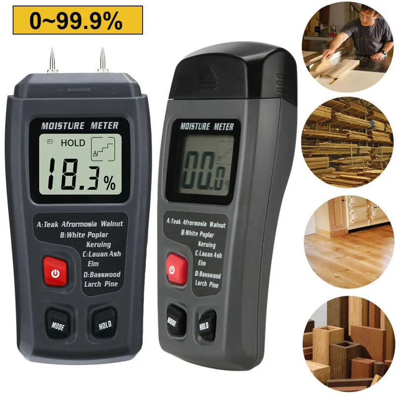 

0-99.9% LCD Digital Hygrometer Measuring Device For Wood Moisture Meter For Wood Sensor Timber Damp Detector Woodworking Tools