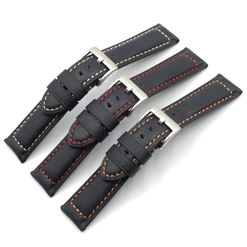 Onthelevel Vintage Watch Band 20mm 22mm Rugged Retro Leather Watch Strap Replacement Bracelet With Stainless Steel Buckle #E