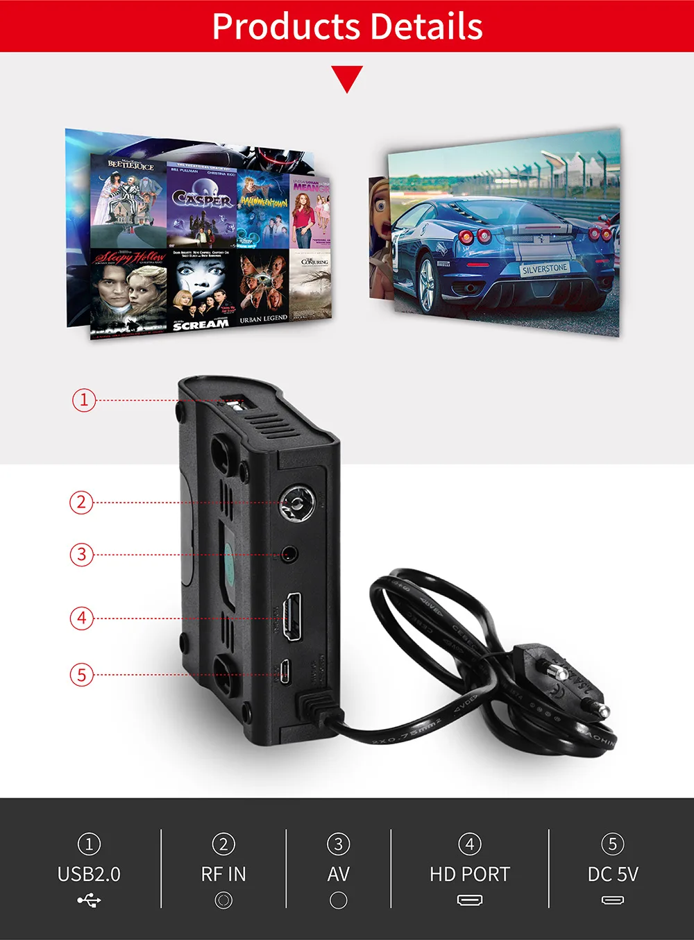 5 шт./лот Бесплатная доставка dhl Pantesat HD99 FTA HEVC 265 DVB T2 цифровой ТВ тюнер H.265 приемное