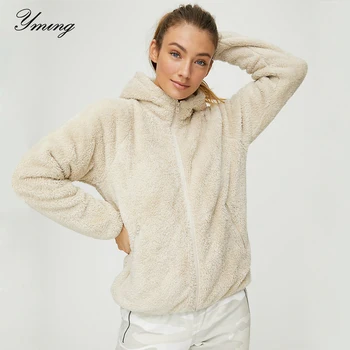 

YMING Fashion Hoodies Women Zipper Velvet Sweatshirts with Hoody Female Tracksuit Streetwear Long Sleeve Sportwear Woman Bluza