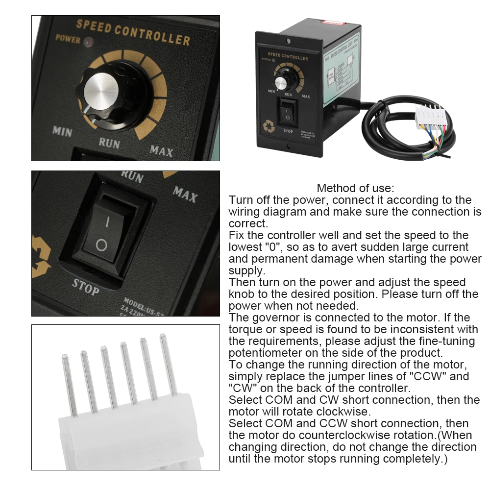 

Hot Motor Speed Controller 400W AC220V 50/60Hz Motor Speed Pinpoint Regulator Forward Backward Speed Control