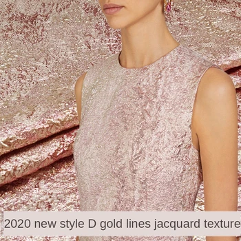 

2020 new luxury gold silk jacquard spring and summer fabric tutu skirt dress brocade show haute couture fabric