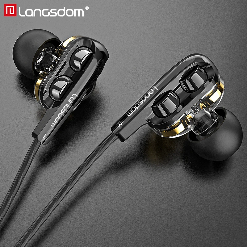 

Langsdom D4C Wired Earphone Headphones with Microphone Dual Driver Phone Earphones Type C Ear Phones auriculares fone de ouvido