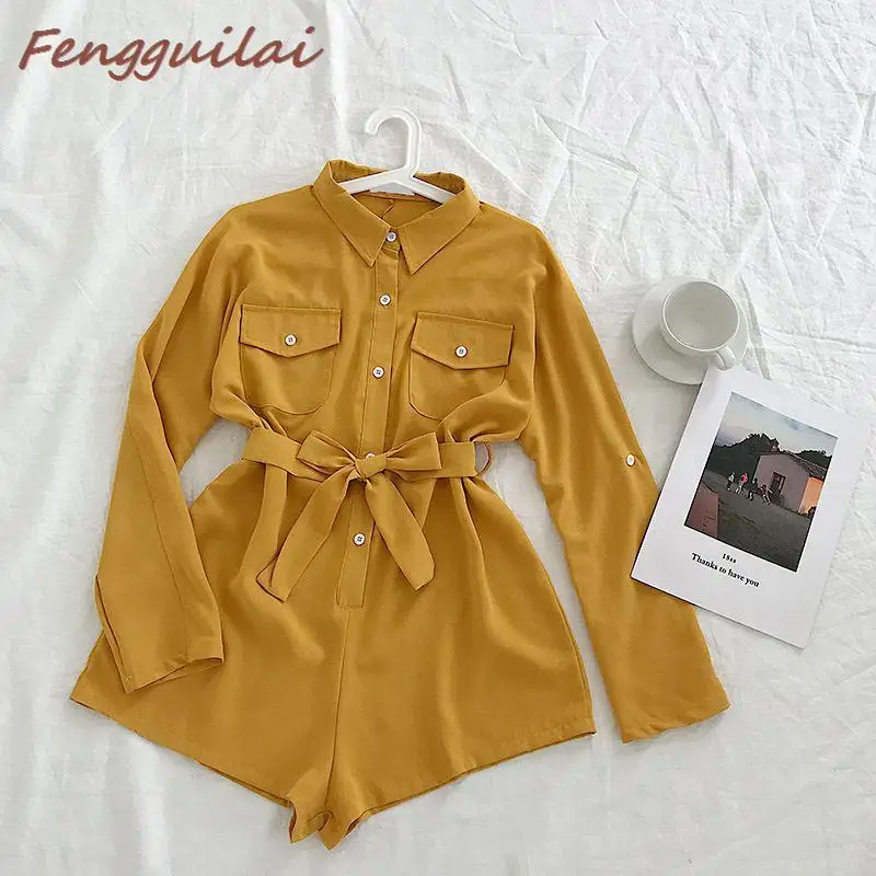 Korean Style 2020 New Fashion Women's Playsuits Chic Double Pocket Skinny Strap Long-sleeved Casual Jumpsuit Overalls For Women Korean Style 2020 New Fashion Women's Playsuits Chic Double Pocket Skinny Strap Long-sleeved Casual Jumpsuit Overalls For Women