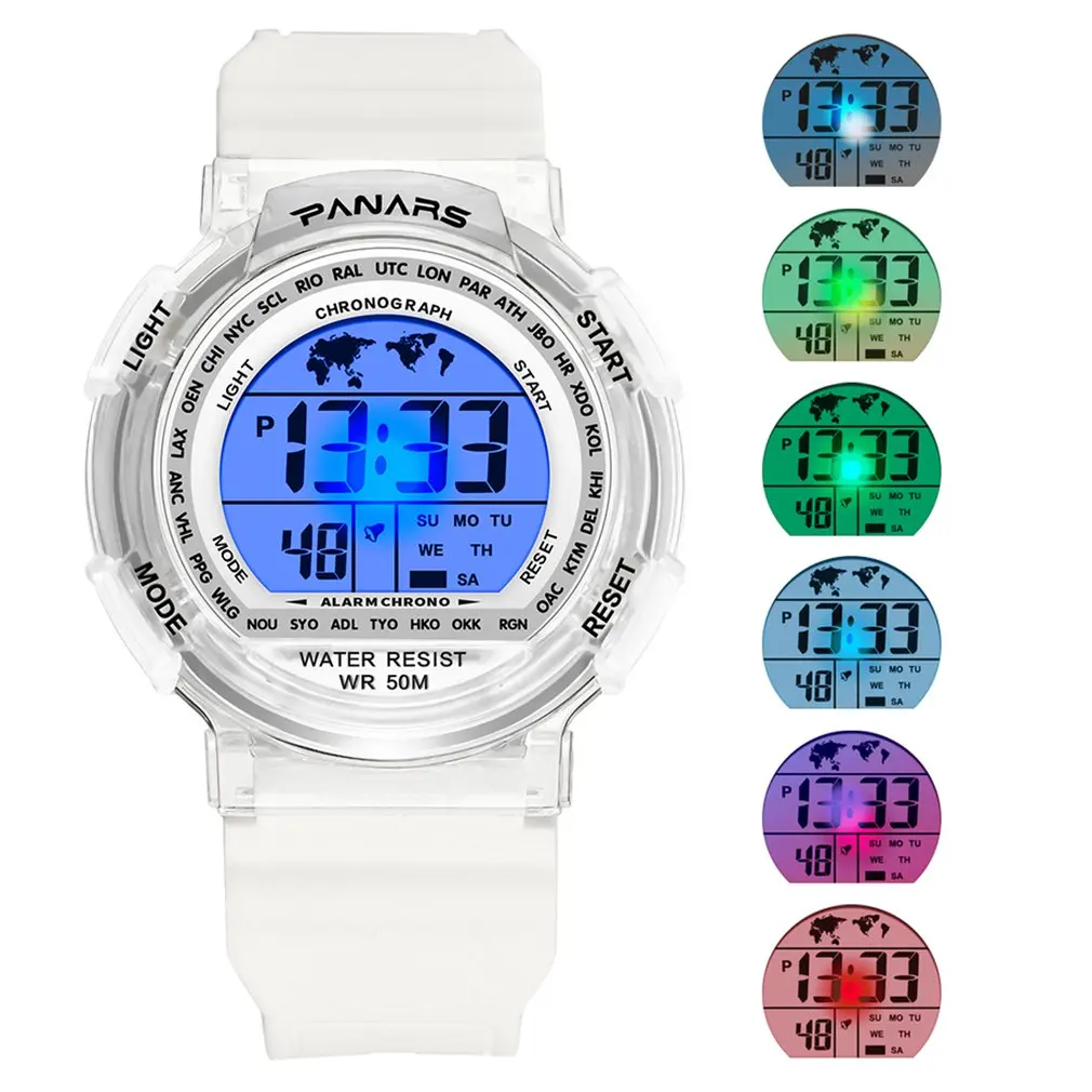 

PANARS Multifunctional Sports Waterproof Electronic Watch Men's Digital LED Colorful Night light Wristwatch Electronic watch