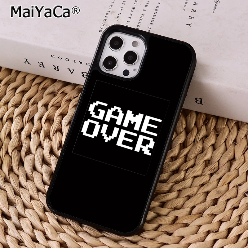 Game Over Gamer Pixel Font Geek Phone Case Cover For iPhone 5s 6s 7 8 plus XR XS 11 12 13 pro max Samsung Galaxy S8 S9 S10 | Мобильные