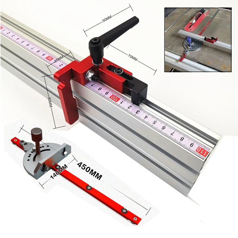 

Aluminum Angle Miter Gauge Sawing Assembly Ruler Woodworking Tool 400mm Alluminium Fence for Table Saw Router Wood Working DIY