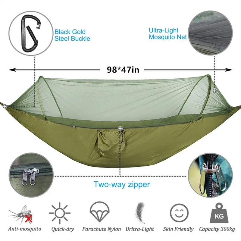 Outdoor Portable Hammock with Mosquito Net and Rain Fly Camping Backpacking Bug  Hammocks and Netting Parachute Hammock Canopy Hammock Straps Special 