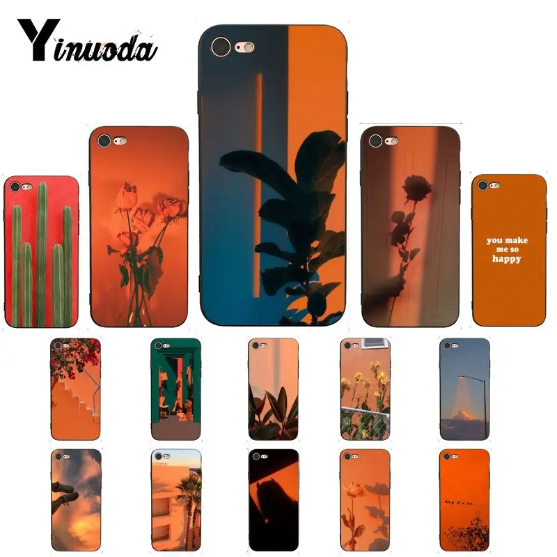 Yinuoda INS Простой Оранжевый светильник черный мягкий чехол для телефона iPhone 8 7 6 6S X XS