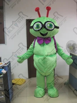

quality green ant mascot costumes cartoon purple backpack green animals mascot design