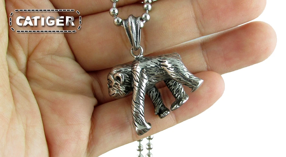 Free Shipping Fashion316L Stainless Steel Gorilla Necklace  Classic animal Orangutan Pendant Jewelry 4
