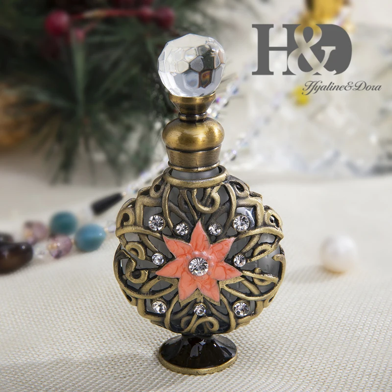 H& D 3 цвета Ретро многоразовый флакон для духов ручная роспись цветочный узор Состаренный Bejeweled контейнер для эфирного масла женский подарок