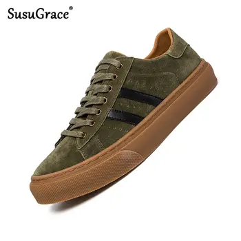 

Susugrace Luxury Casual Men Shoes Genuine Leather Spring Summer Breathable Sneakers Natural Pig Skin Vulcanized Shoes Non-Slip