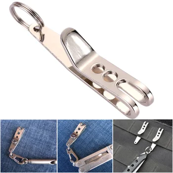 

Silver Elastic Hook Keychain Tool Suspension Clip Camping Gadget Mini Key Ring for Knife Hiking for EDC Gear Pocket Accessories