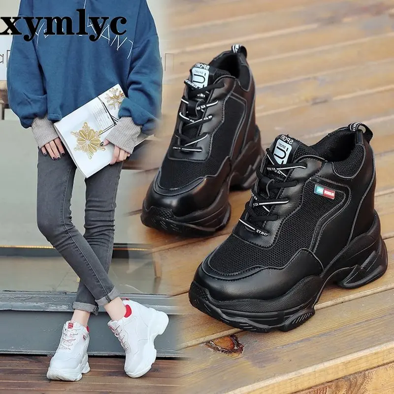 spring autumn fashion platform shoes casual sweet sports shoes shallow mouth Femmes Height Increase Shoes White mujer