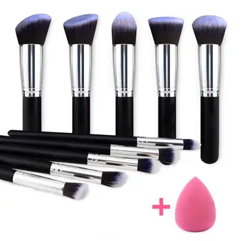 

10pcs Makeup Brushes Set Tools Powder Foundation Eyeshadow Make Up Brushes Cosmetics Soft Synthetic Hair and Sponge