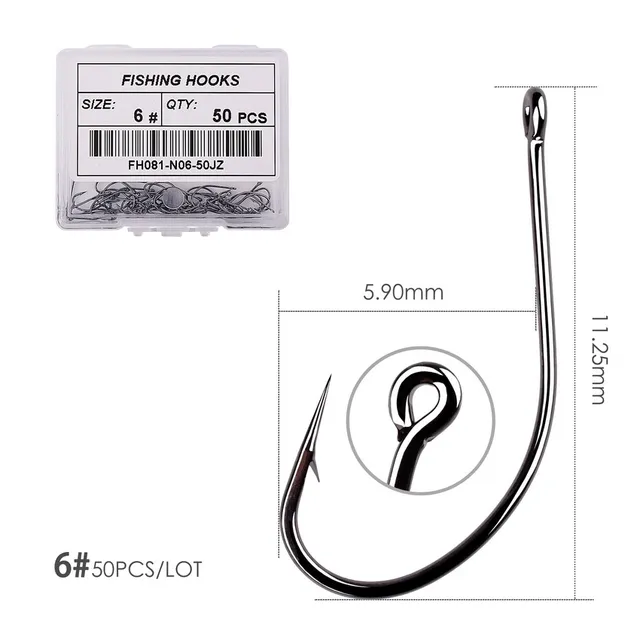 50pcs 10pcs Coating High Carbon Stainless Steel Barbed Carp Fishing Hooks Pack with Retail Original Box Fishing Hook Tackle Size 6 - 50pcs
