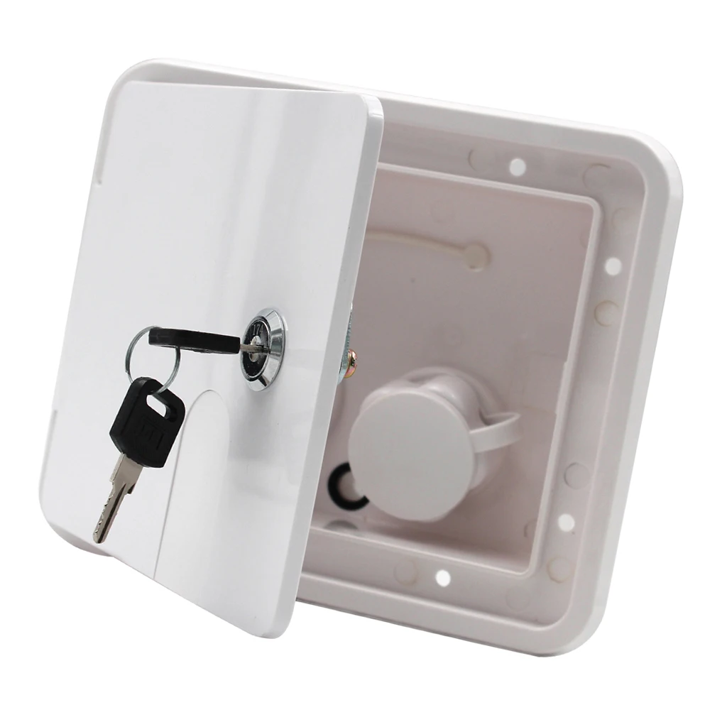 Gravity City Fresh Water Fill Hatch Inlet Dish Check Valve for RV Trailer Marine - Looking Style with Keys - White #2
