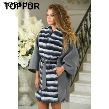 Online TOPFUR Frauen Kaschmir Echtpelz Mantel Luxus Pelz Mantel Mit Dicken Langen Rex Kaninchen Pelz Hohe QualitÀt Neue Stil Pelz Mantel