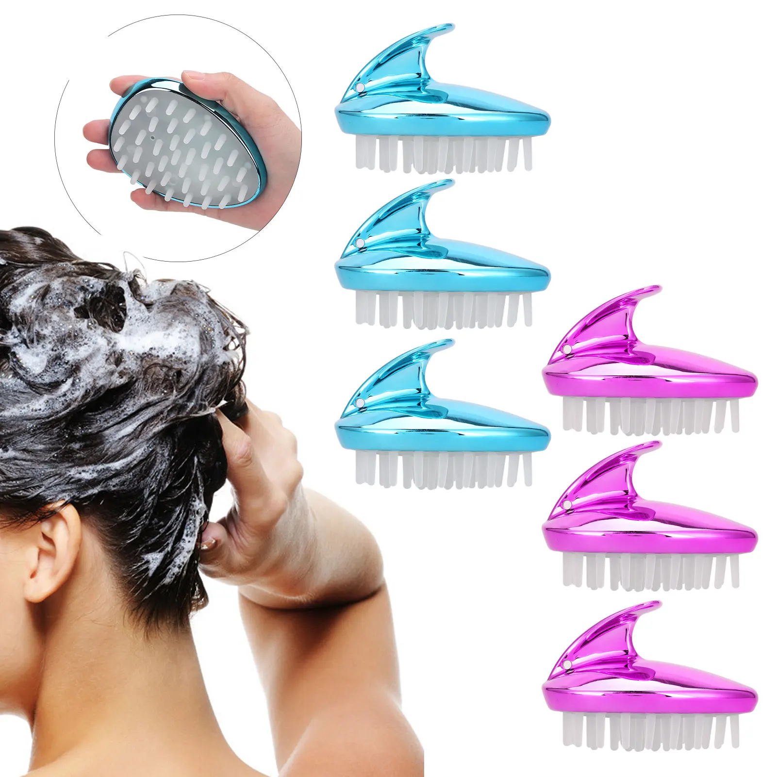 

3pcs Shampoo Brush Wet‑Dry Use Shower Scalp Massager Brush Anti‑Slip Hair Washing Comb