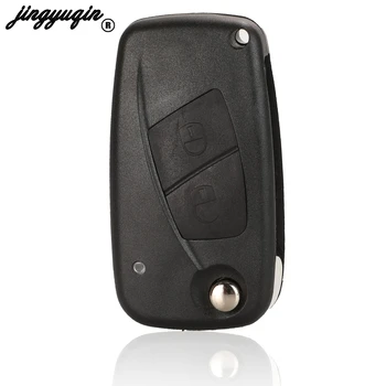 

jingyuqin Flip Folding Remote Car Key Case Shell Cover Fob For FIAT Iveco Punto Ducato Stilo Panda Idea Doblo Bravo 2 Buttons