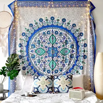 

Mandala Tapestry Macrame Wall Hanging Hippie Boho Decor Wall Cloth Tapestries Leaves Floral Psychedelic Tapestry World Map India