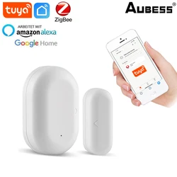 Détecteur d'ouverture/fermeture de porte intelligent Tuya ZigBee, alarme domestique Compatible avec Alexa Google Home, application Tuya aubess 