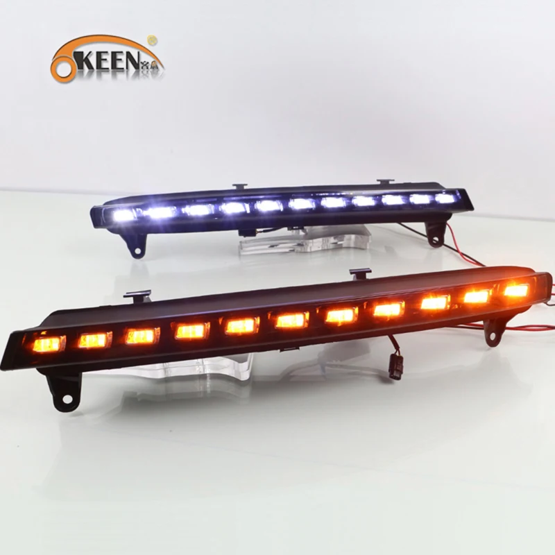

2pcs DRL For Audi Q7 2006 2007 2008 2009 Yellow Turn Signal Function Car Waterproof 12V LED Daytime Running Light Fog Lamp Bulb