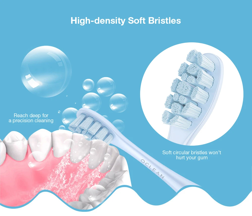 OCLEAN PW07 2PCS Replaceable Brush Heads for All OCLEAN Toothbrushes Soft Bristles Teeth Whitening